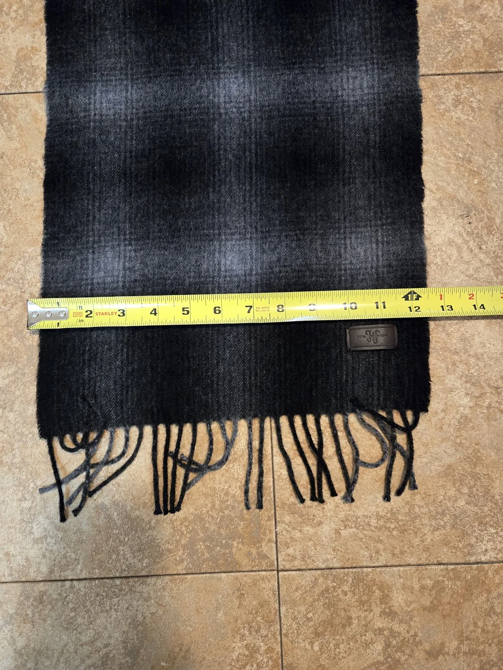 Hickey Freeman Black to Charcoal Ombre Fringe Scarf